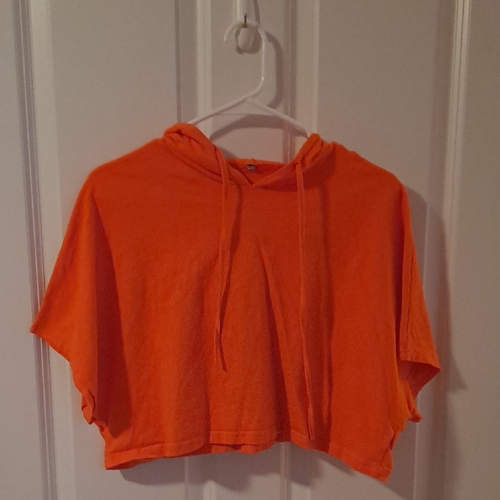 Orange Cropped Hoodie